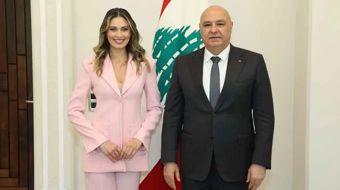 استقبال رئيس لبنان لملكة جمال 2024