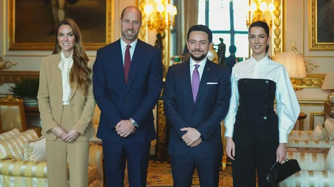 الأميرة رجوة وكيت ميدلتون في لقاء ملكي أنيق