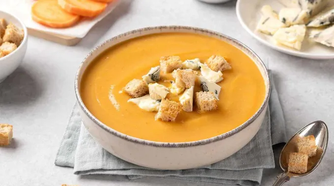 شوربة البطاطا الحلوة الكريمية في الخريف